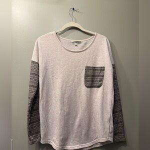 Patterned Sleeve Pocket Sweater